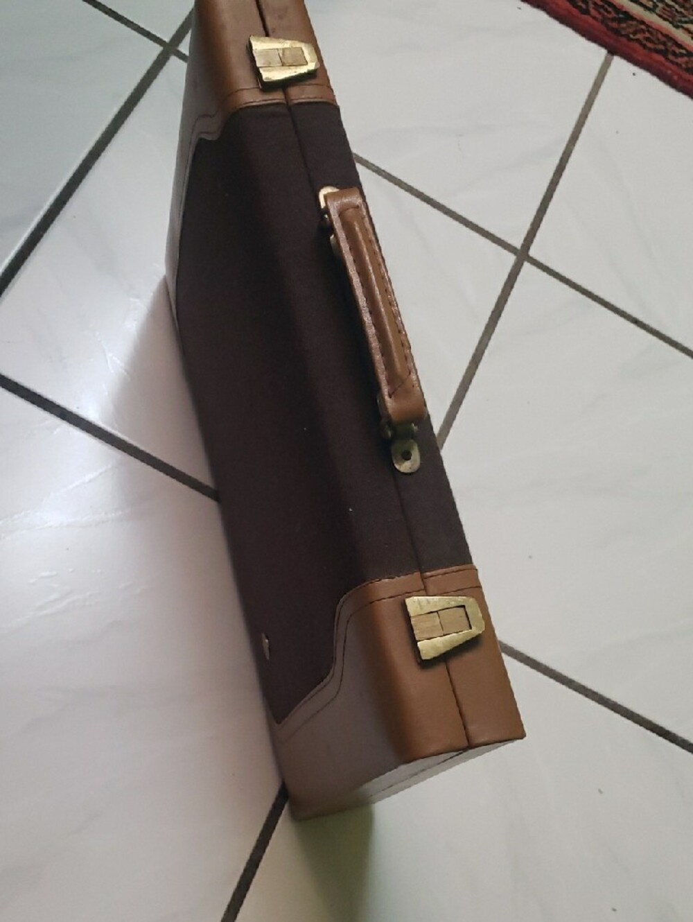 Vintage brown classic Backgammon Set with Dice and Chips, leather suitcase style - Picture 11 of 12